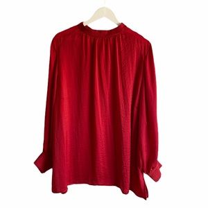 Eloquii Mock Neck Blouse Top w/ Pearl Detail